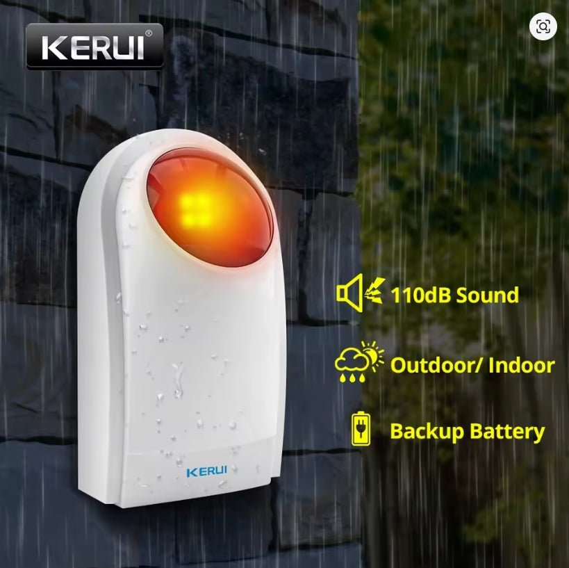 110dB security alarm siren with red strobe light