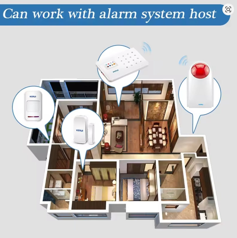 KERUI Wireless Outdoor Waterproof Siren | 110dB Alarm Sound with Red Strobe Flash & Backup Battery