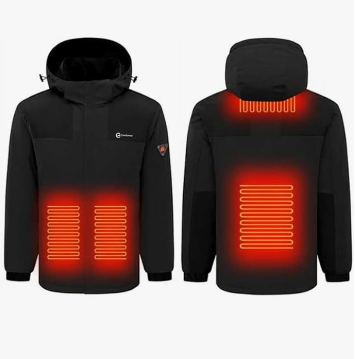 Heated Jacket for Men and Women with Detachable Hood – Waterproof Windproof Winter Snow Ski Jacket Raincoat