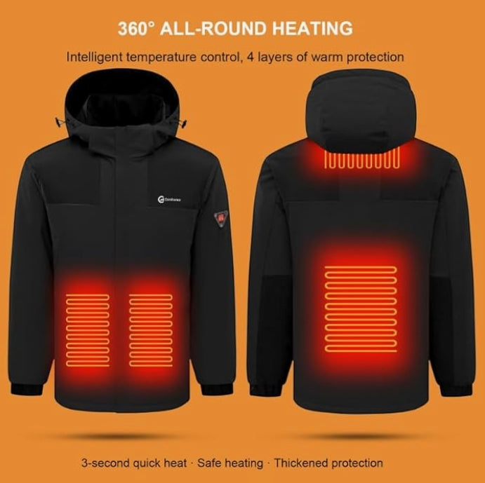 heated winter jacket for men and women front view