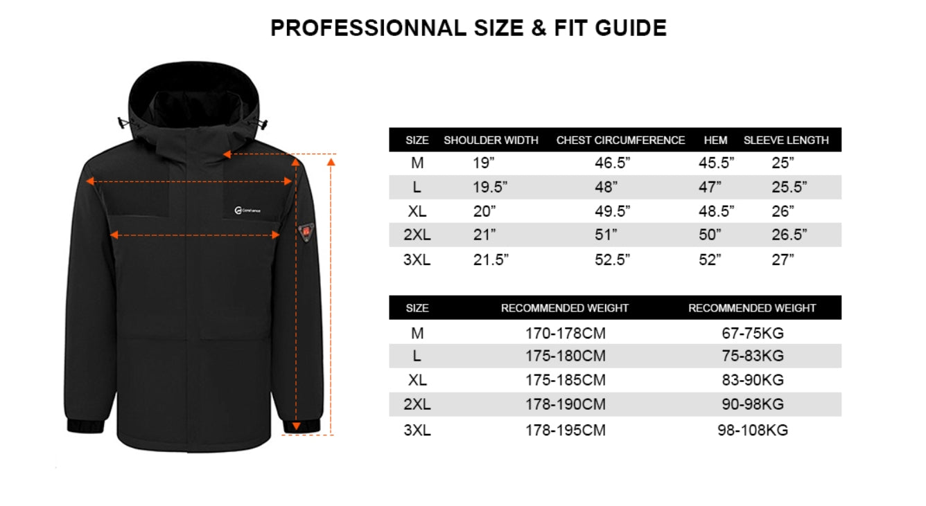 Heated Jacket for Men and Women with Detachable Hood – Waterproof Windproof Winter Snow Ski Jacket Raincoat