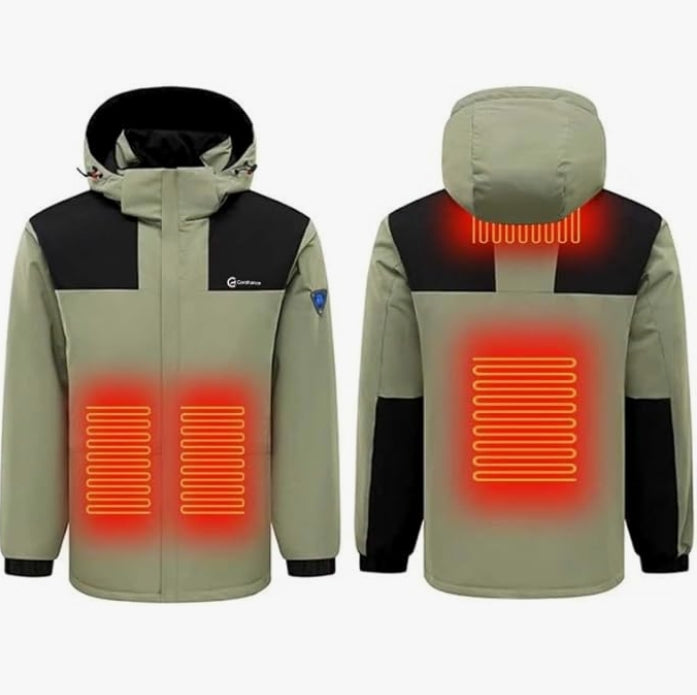 Heated Jacket for Men and Women with Detachable Hood – Waterproof Windproof Winter Snow Ski Jacket Raincoat