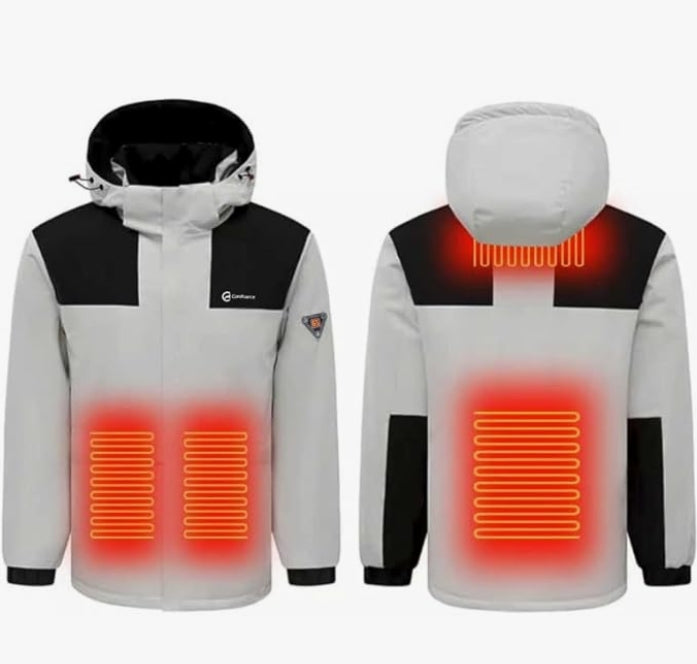 Heated Jacket for Men and Women with Detachable Hood – Waterproof Windproof Winter Snow Ski Jacket Raincoat