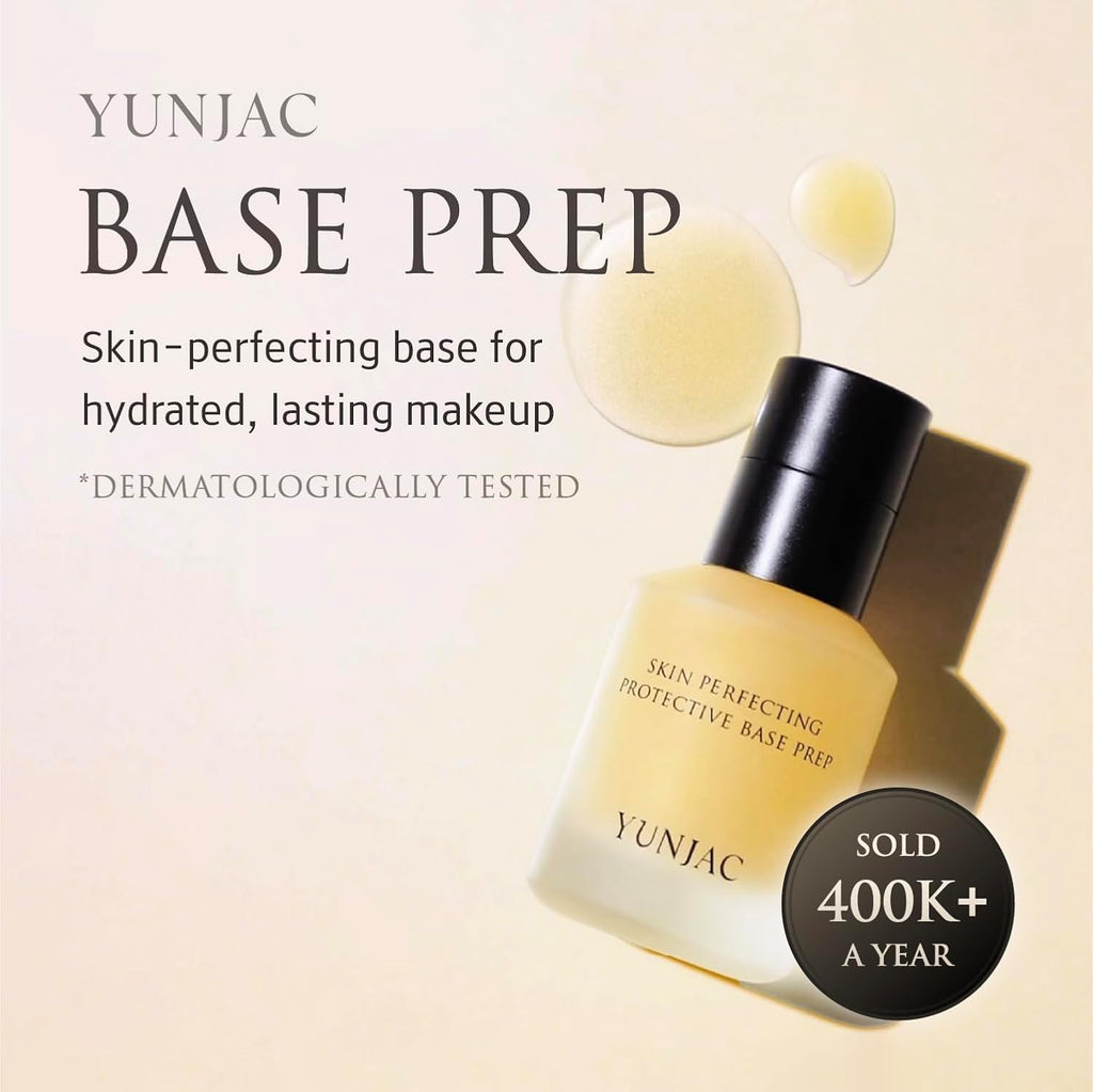 YUNJAC Skin Perfecting Protective Base Prep (1.35 fl oz) - Grip Primer, Skin Perfecting Korean Makeup Base. Silicone Free Serum texture Base for Glowing and Long-Lasting Makeup