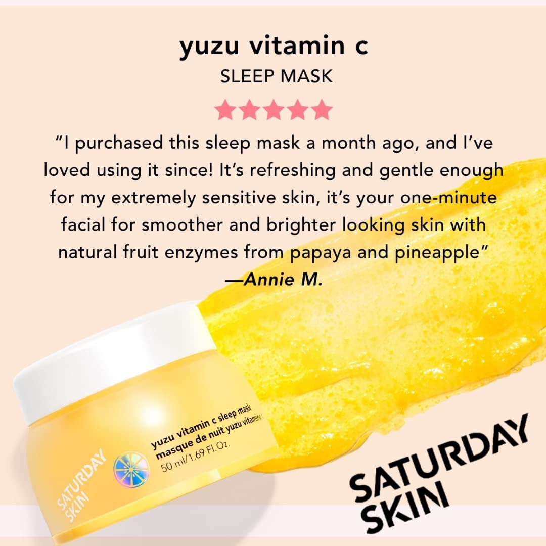 Saturday Skin Yuzu Vitamin C Sleep Mask Regenerist Retinol Ultra Rich Face Moisturizer Cream Smooth Skin and Reduce Wrinkles Ideal for All Skin Types