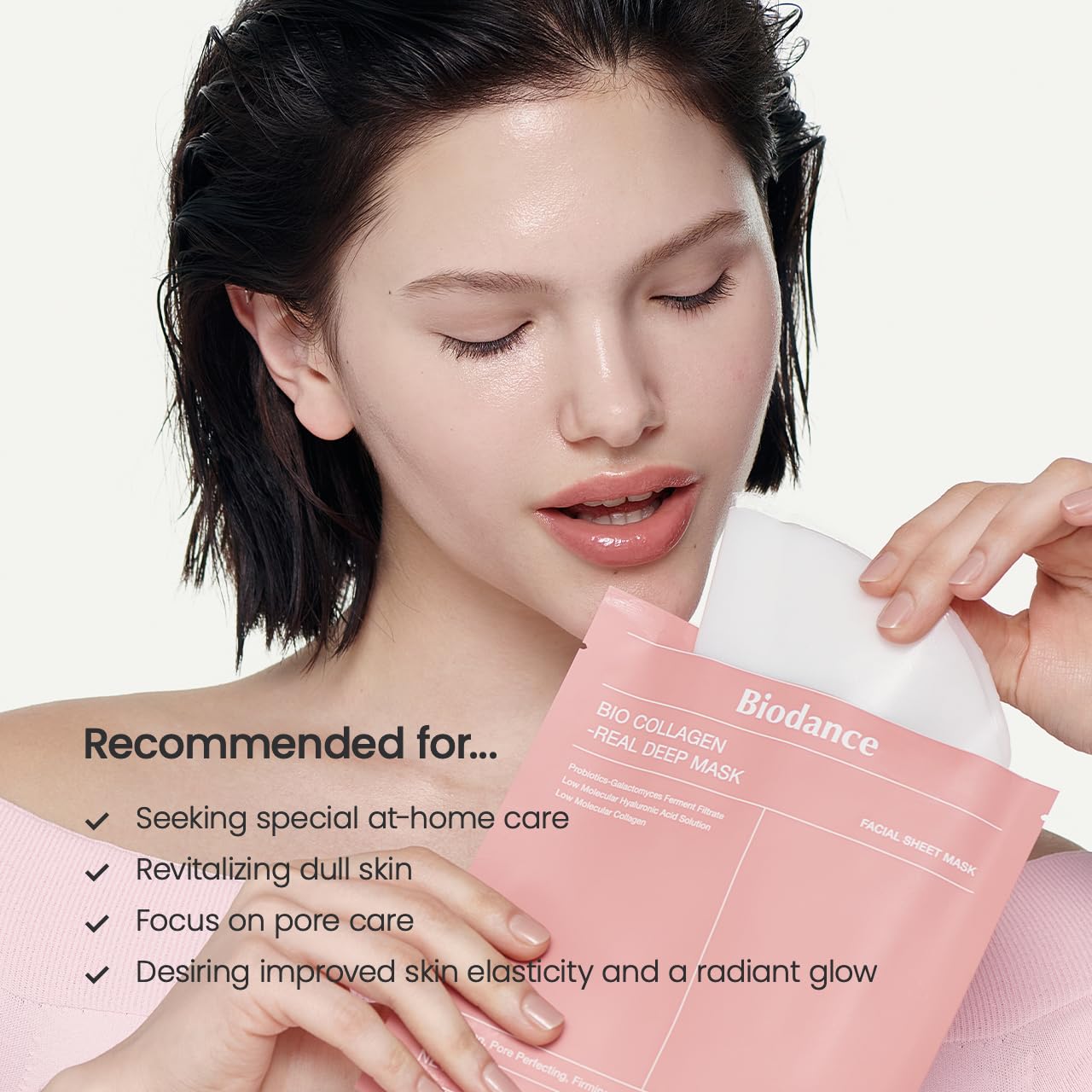 BIODANCE Bio Collagen Real Deep Mask, Hydrating Overnight Hydrogel Mask, Minimizing Pores, Improving Elasticity, 34g x 4ea