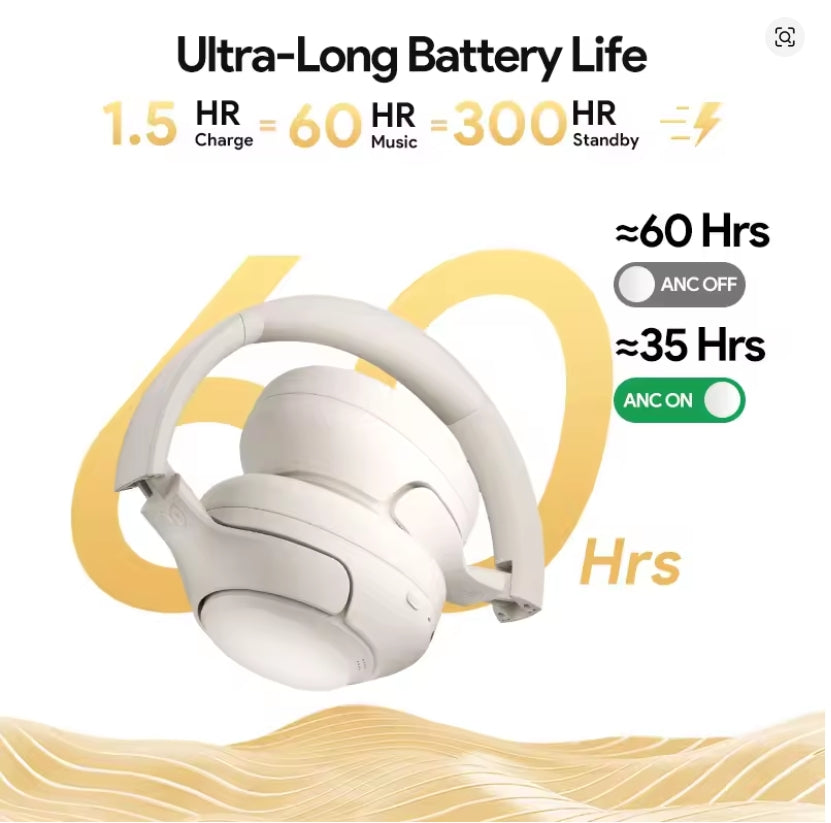QCY H3 ANC Wireless Headphones – 43dB Hybrid Active Noise Cancellation Bluetooth Headset