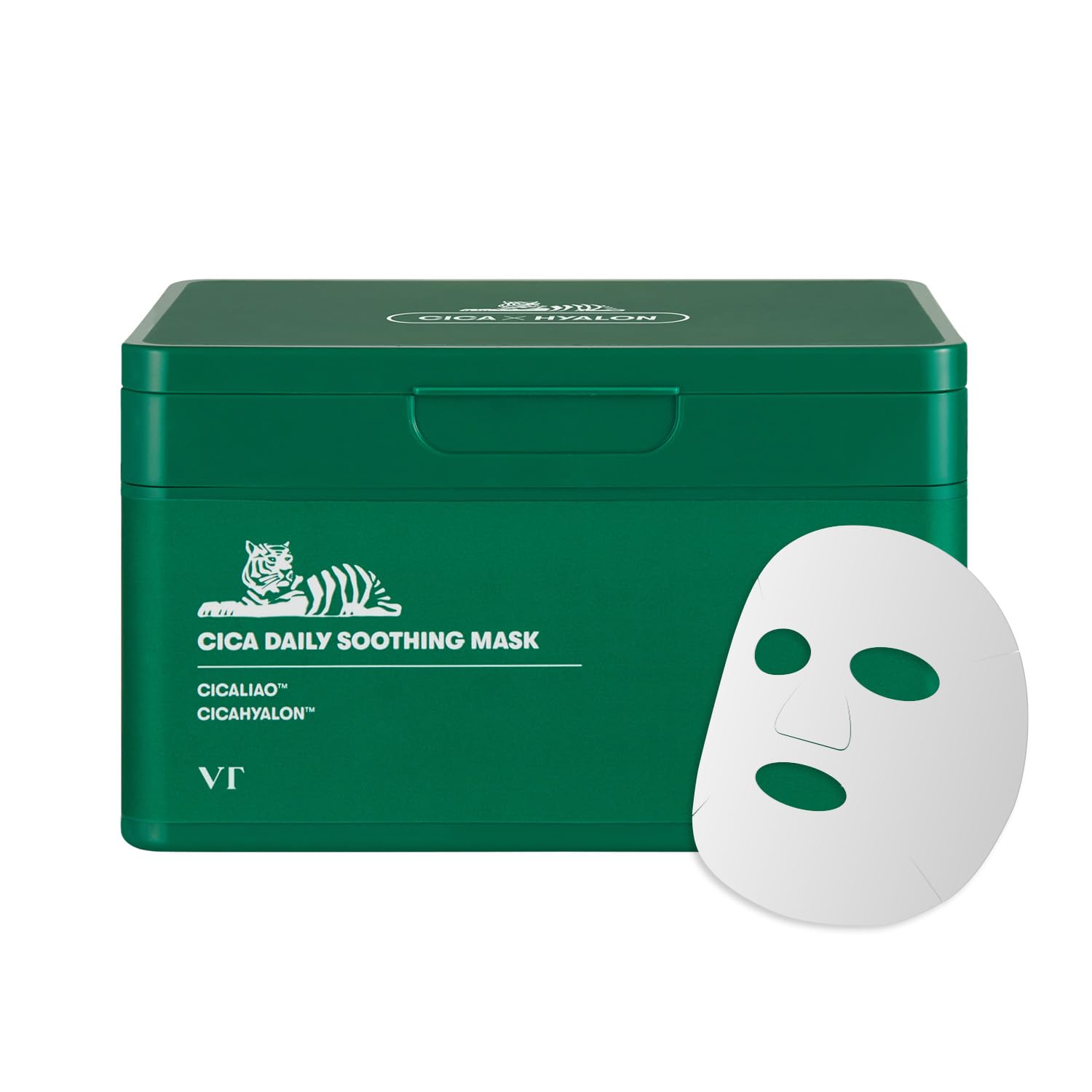 VT COSMETICS CICA Daily Soothing Mask 30, Moisturizing & Hydrating with Centella Asiatica & Hyaluronic Acid, Immediate Soothing & Glow, Skin Flexible Facial Mask, Korean Face Mask